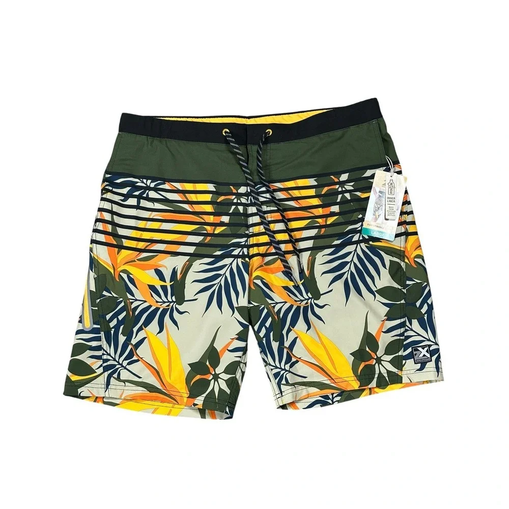 Zeroexposure Shorts Trunks Men's L Blue Tropical Lined Pocket Board Beach